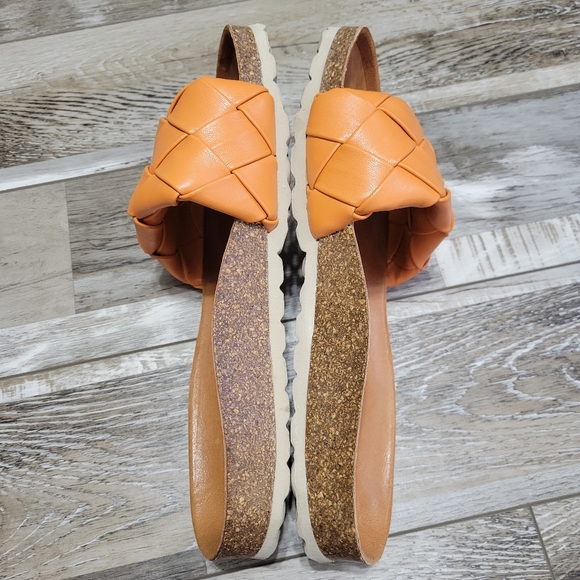 40 Miz Mooz Leather Woven Slide Sandals - Rope Orange Size 9-9.5 - Picture 3 of 8